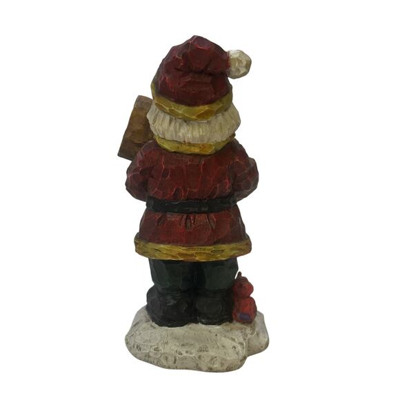 Craig Kirkwood for Demdaco Vintage 2002 Carved 4.75" Santa with Log and Cardinal - Picture 3 of 6